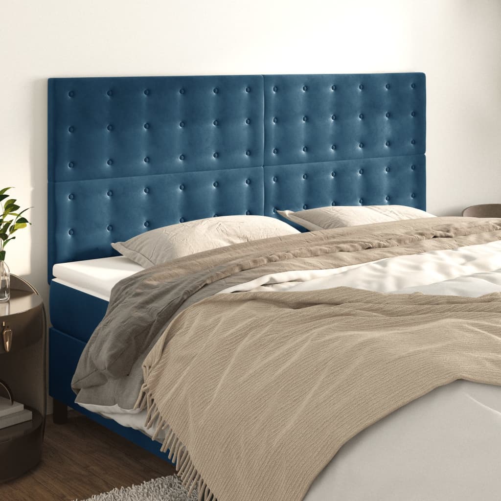 Têtes de lit 4 pcs Bleu foncé 90x5x78/88 cm Velours - XIOS