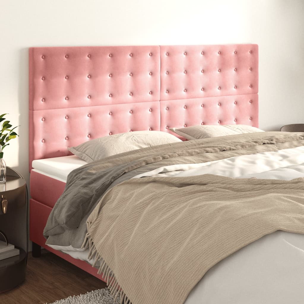 Têtes de lit 4 pcs Rose 90x5x78/88 cm Velours - XIOS