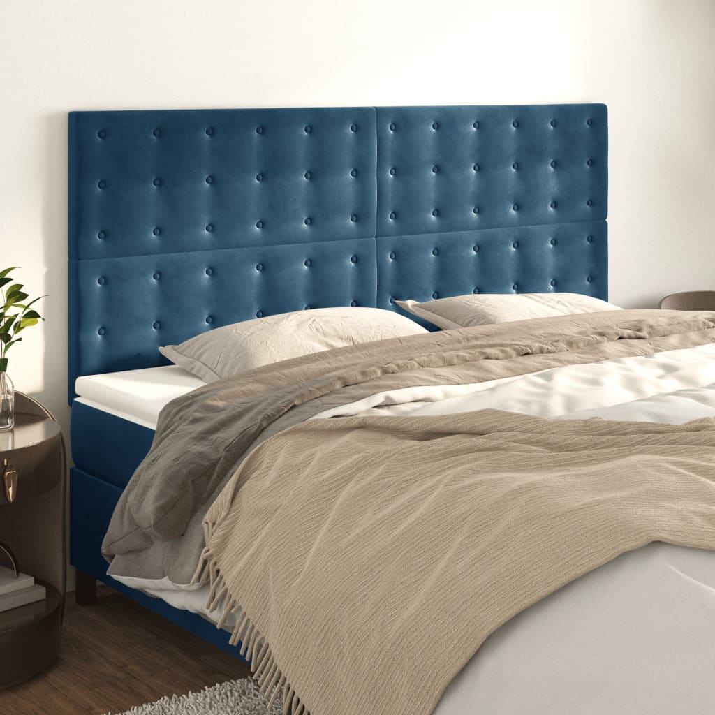 Têtes de lit 4 pcs Bleu foncé 100x5x78/88 cm Velours - XIOS