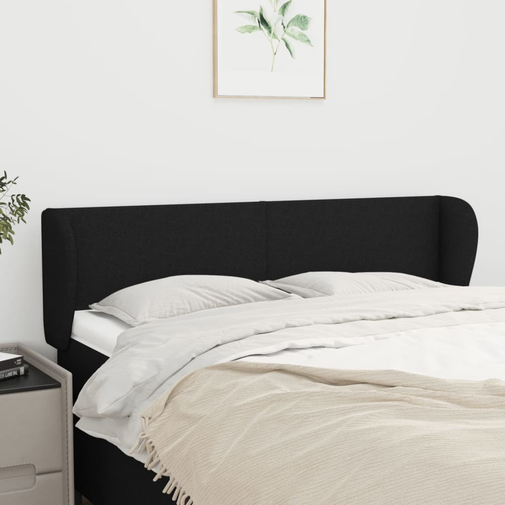 Tête de lit avec oreilles Noir 147x23x78/88 cm Tissu - XIOS