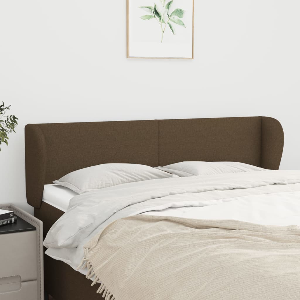 Tête de lit avec oreilles Marron foncé 147x23x78/88 cm Tissu - XIOS