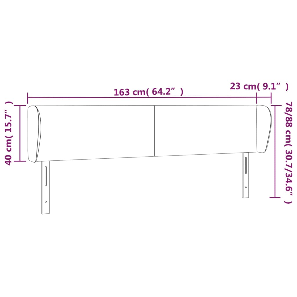Tête de lit avec oreilles Gris foncé 163x23x78/88 cm Tissu - XIOS