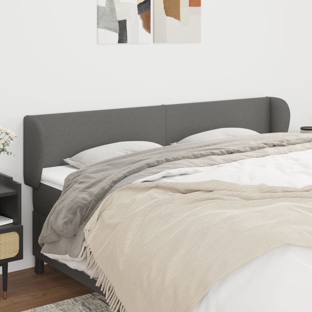 Tête de lit avec oreilles Gris foncé 163x23x78/88 cm Tissu - XIOS