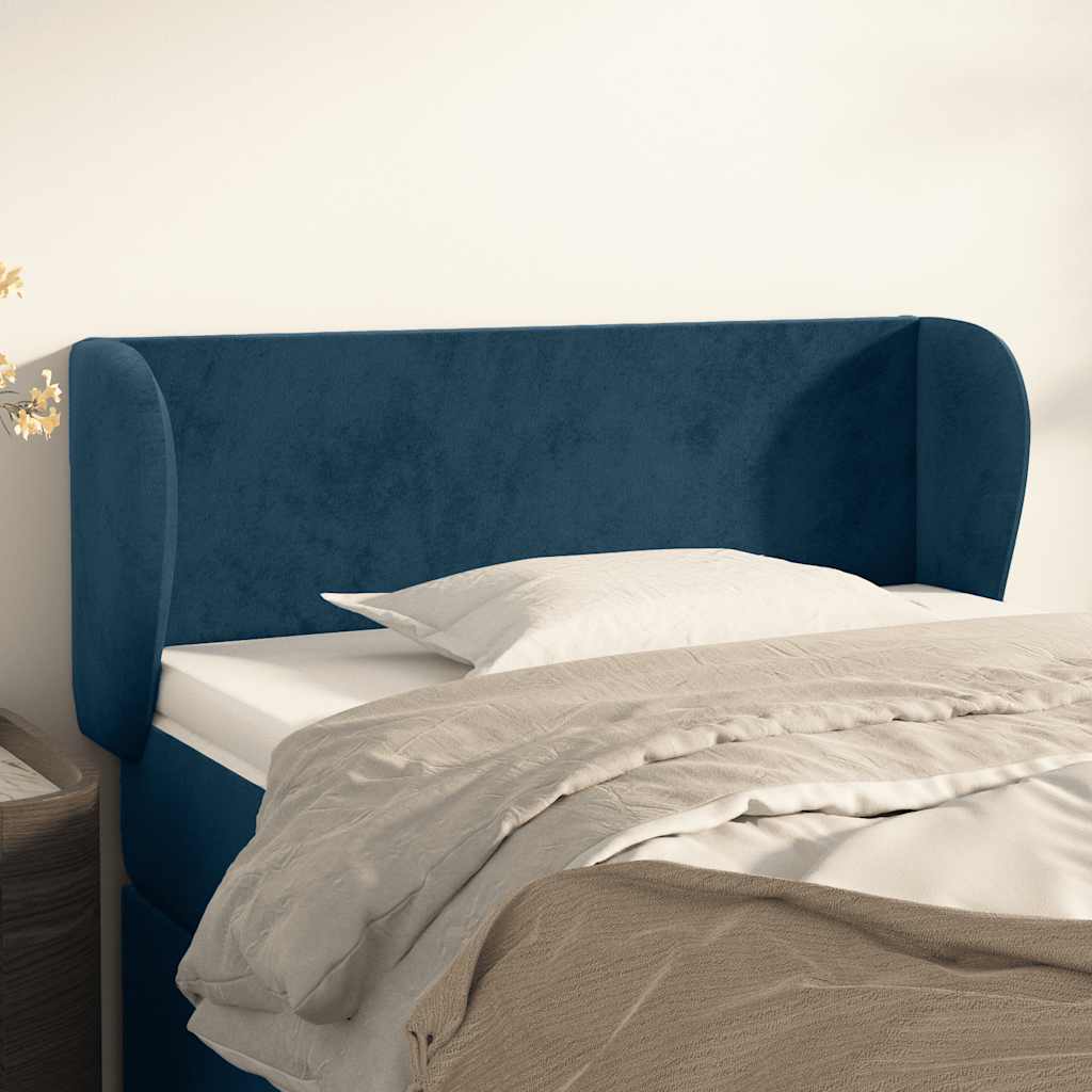 Tête de lit avec oreilles Bleu foncé 103x23x78/88 cm Velours - XIOS
