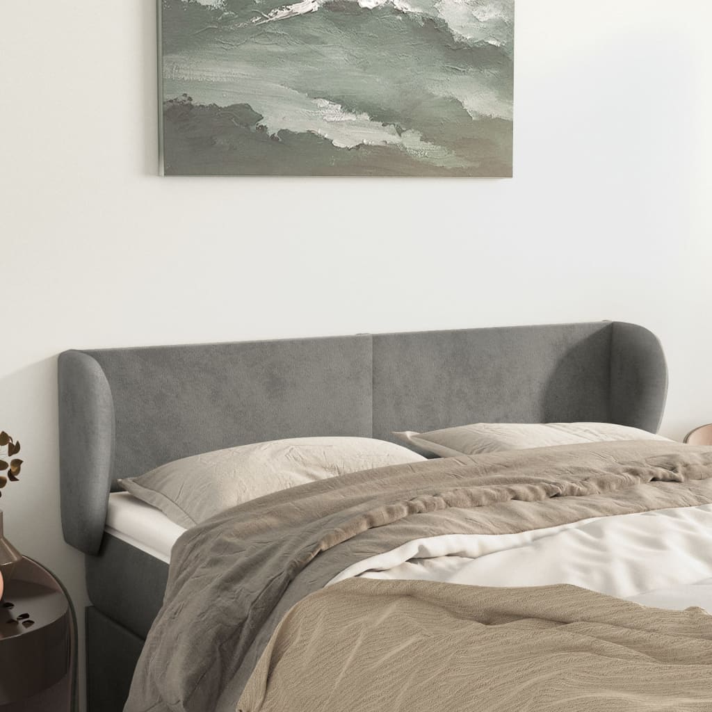Tête de lit avec oreilles Gris clair 147x23x78/88 cm Velours - XIOS