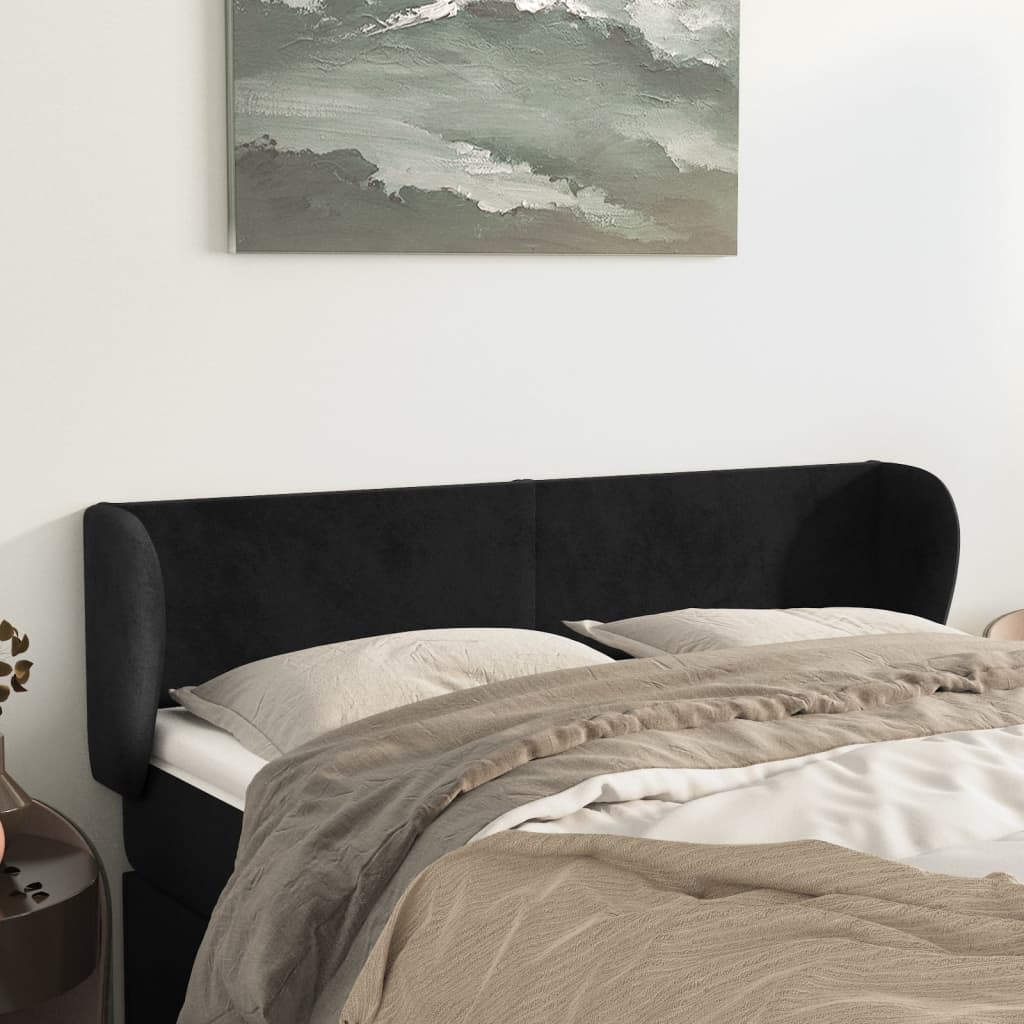 Tête de lit avec oreilles Noir 147x23x78/88 cm Velours - XIOS