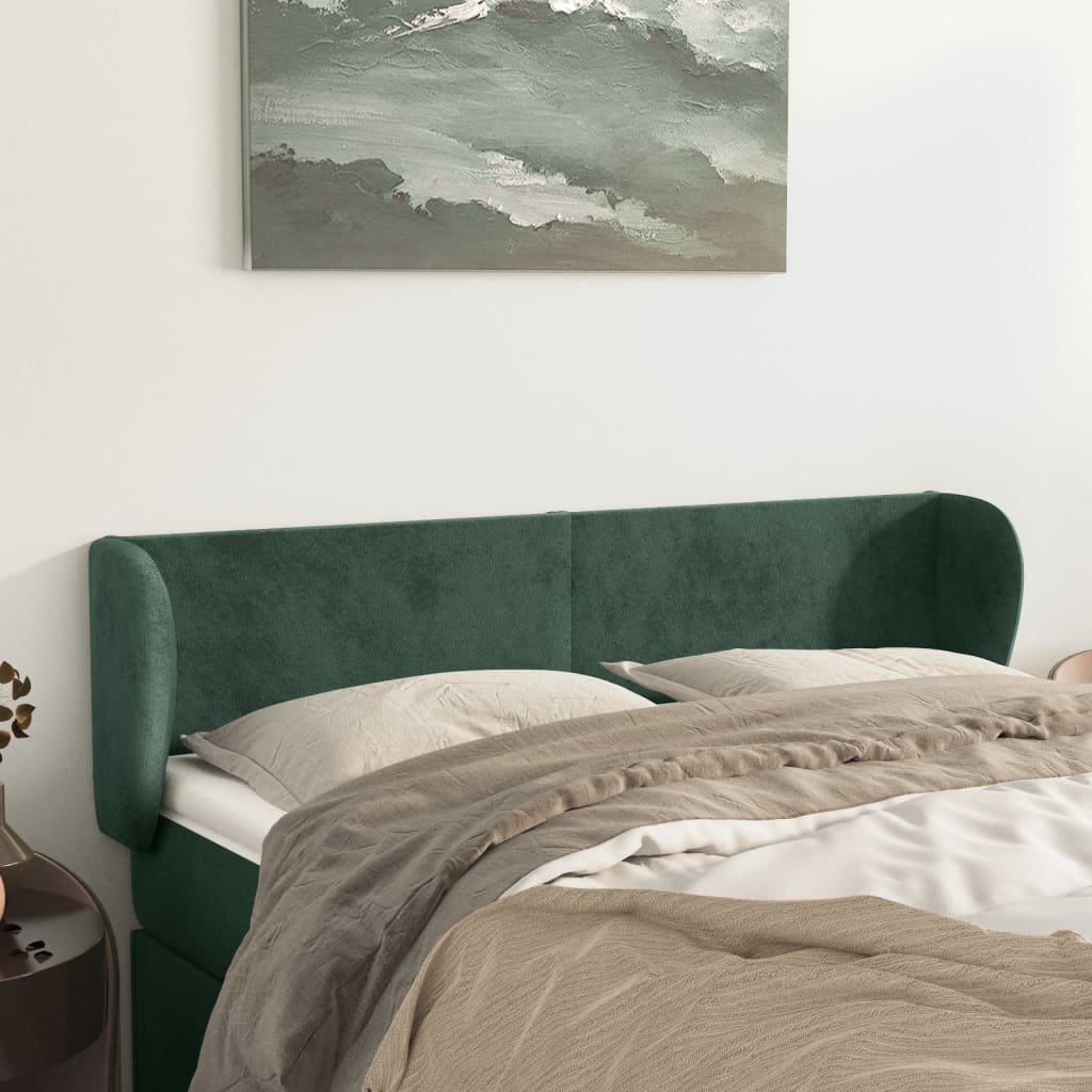 Tête de lit avec oreilles Vert foncé 147x23x78/88 cm Velours - XIOS