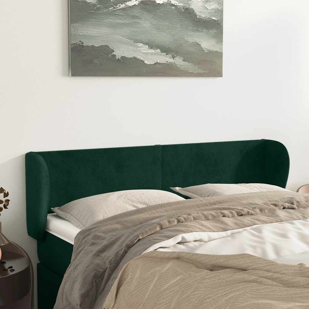 Tête de lit avec oreilles Vert foncé 147x23x78/88 cm Velours - XIOS