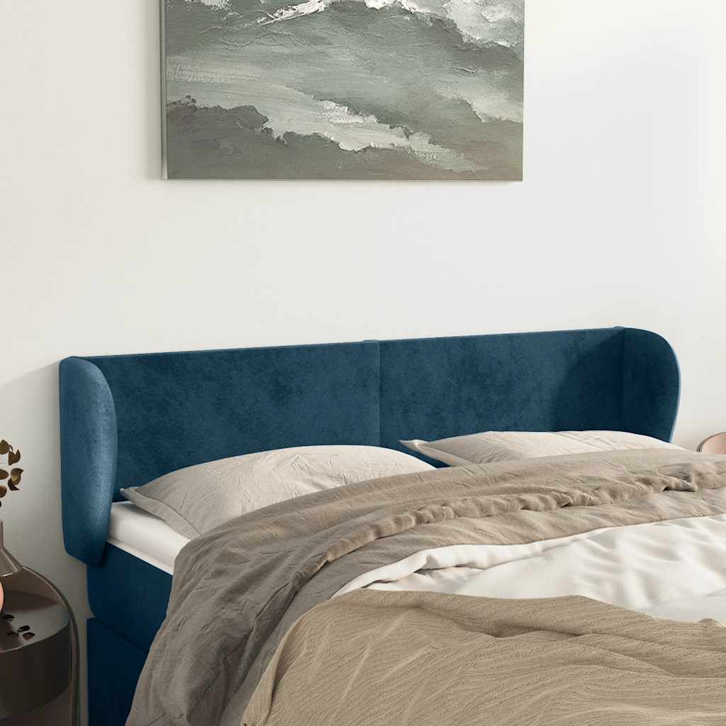 Tête de lit avec oreilles Bleu foncé 147x23x78/88 cm Velours - XIOS