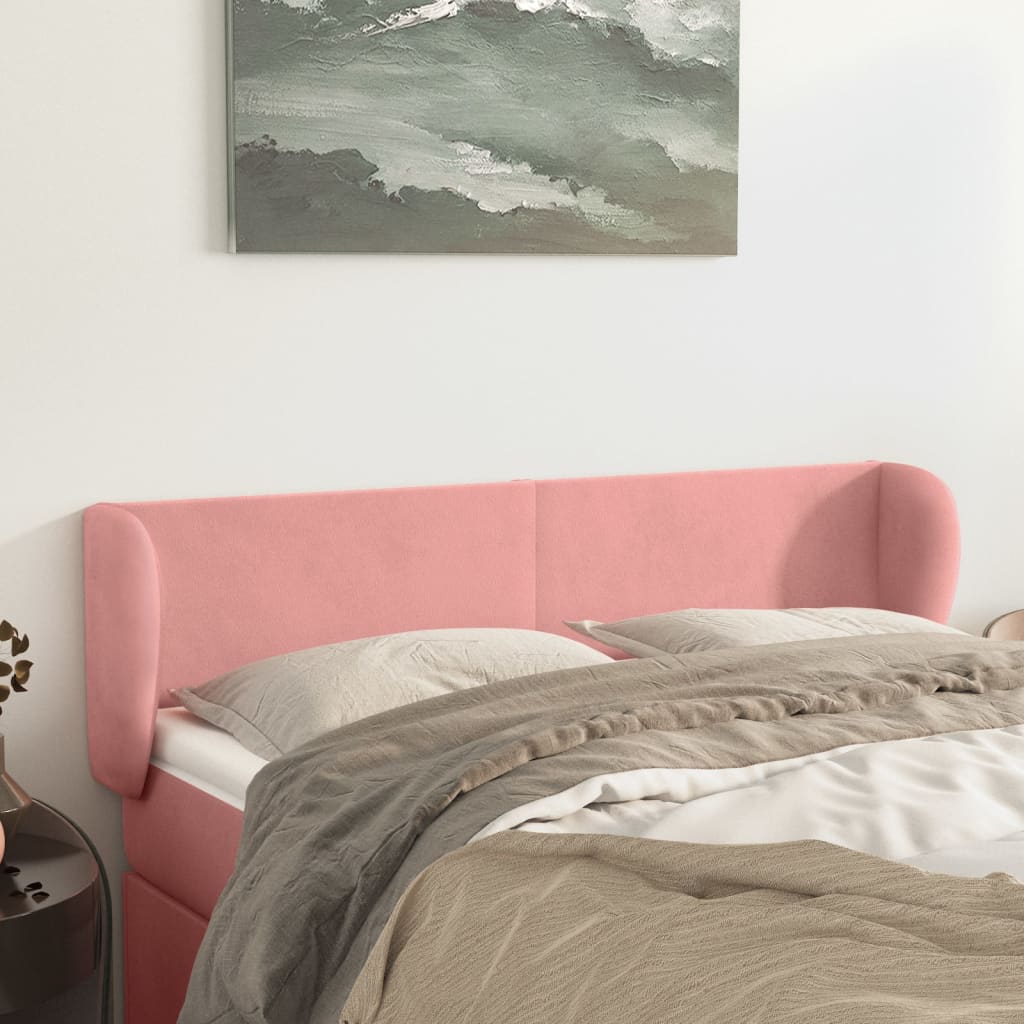 Tête de lit avec oreilles Rose 147x23x78/88 cm Velours - XIOS