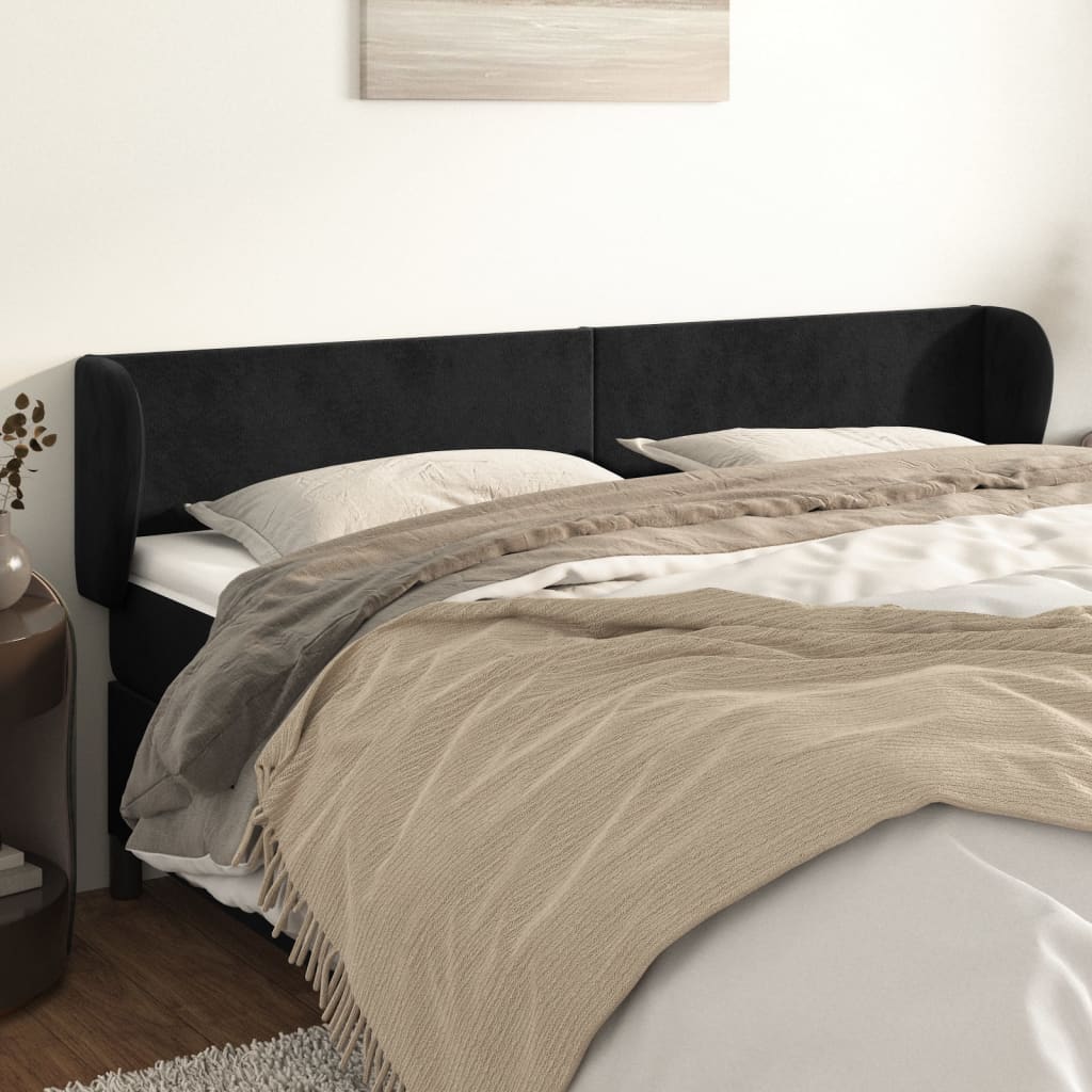 Tête de lit avec oreilles Noir 163x23x78/88 cm Velours - XIOS