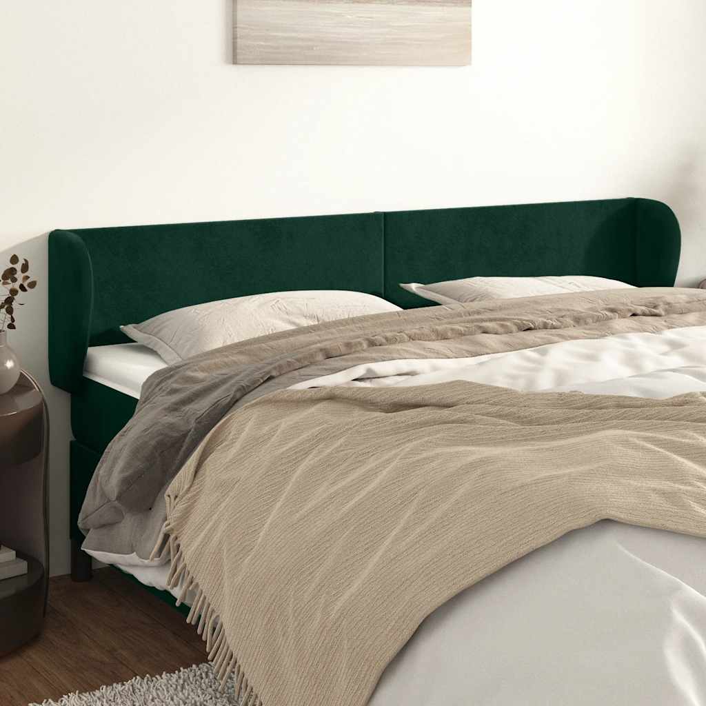 Tête de lit avec oreilles Vert foncé 163x23x78/88 cm Velours - XIOS