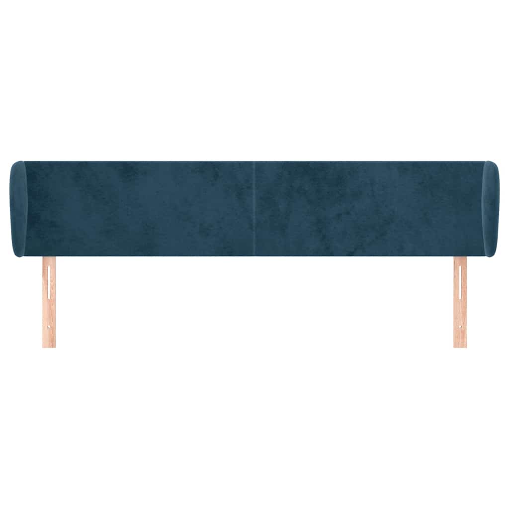 Tête de lit avec oreilles Bleu foncé 163x23x78/88 cm Velours
