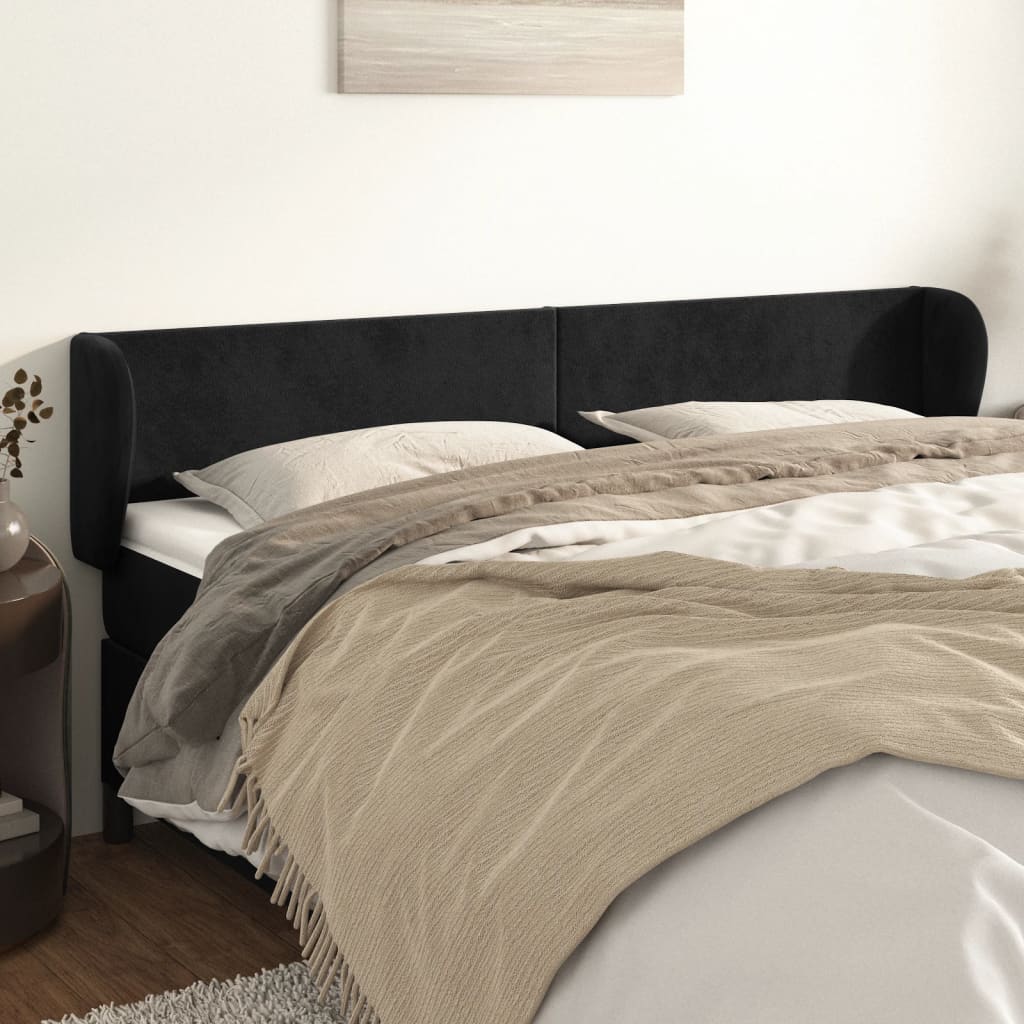 Tête de lit avec oreilles Noir 183x23x78/88 cm Velours - XIOS