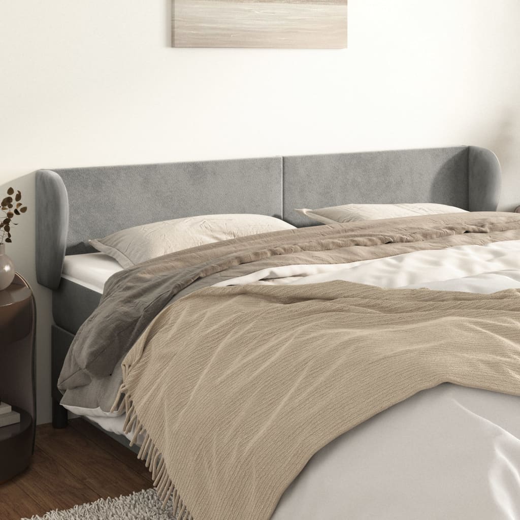 Tête de lit avec oreilles Gris clair 203x23x78/88 cm Velours - XIOS