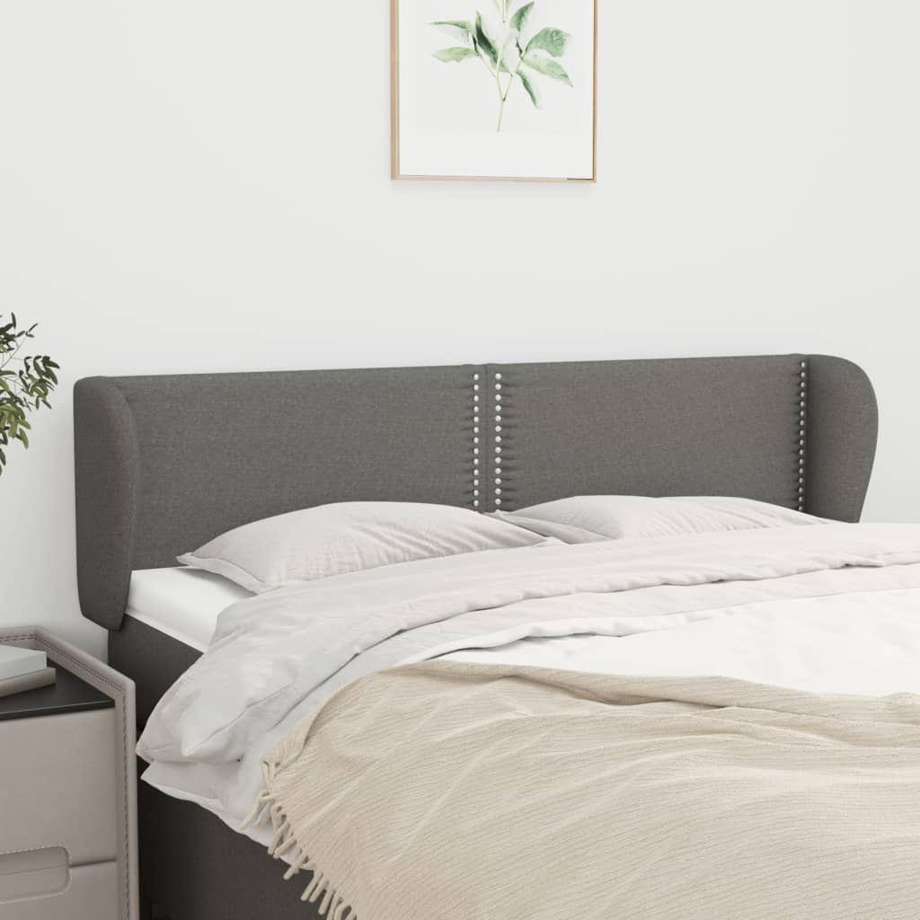 Tête de lit avec oreilles Gris foncé 147x23x78/88 cm Tissu - XIOS
