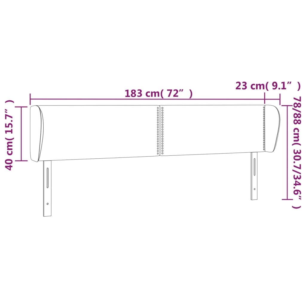 Tête de lit avec oreilles Marron foncé 183x23x78/88 cm Tissu - XIOS