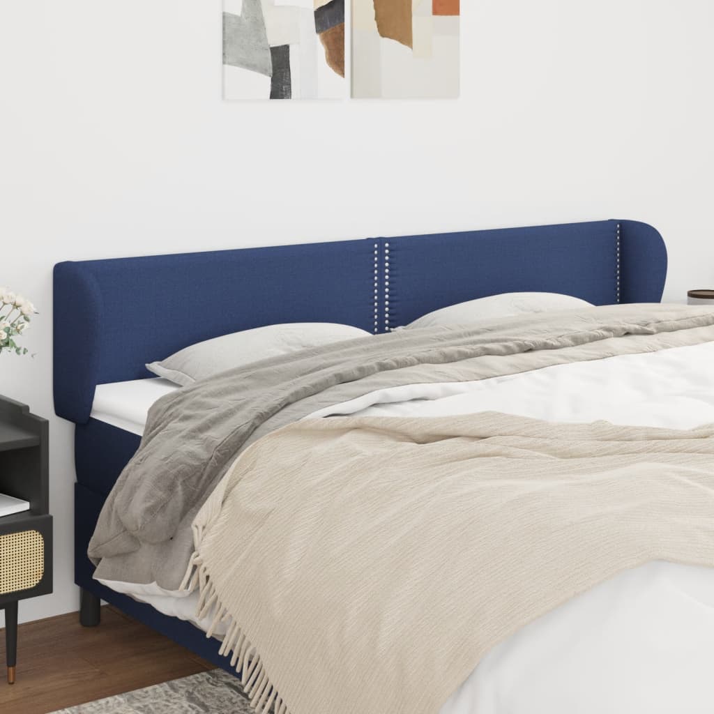 Tête de lit avec oreilles Bleu 183x23x78/88 cm Tissu - XIOS