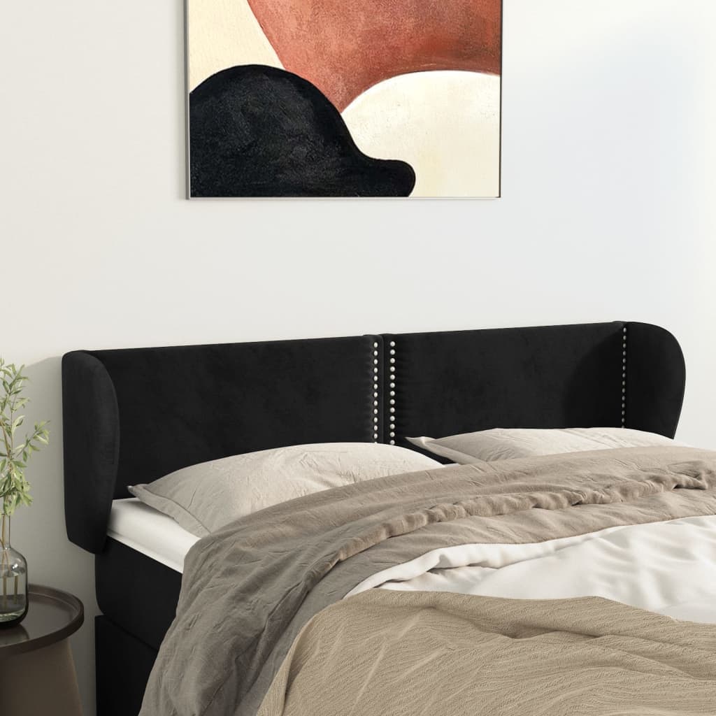 Tête de lit avec oreilles Noir 147x23x78/88 cm Velours - XIOS
