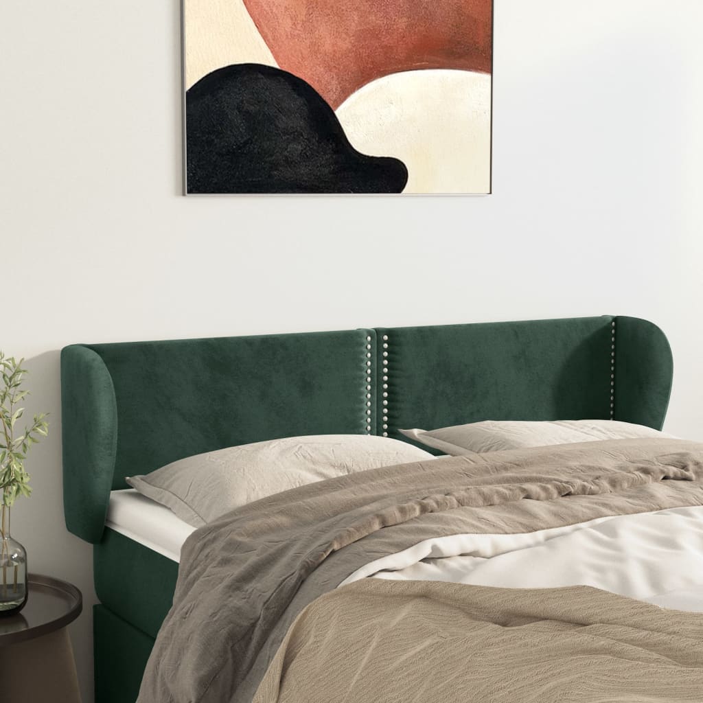Tête de lit avec oreilles Vert foncé 147x23x78/88 cm Velours - XIOS