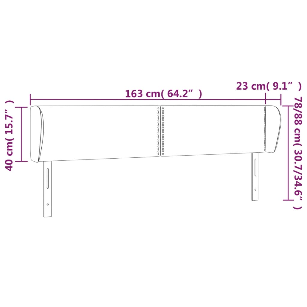 Tête de lit avec oreilles Gris foncé 163x23x78/88 cm Velours - XIOS