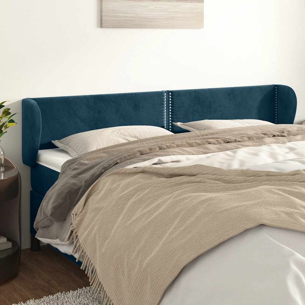 Tête de lit avec oreilles Bleu foncé 163x23x78/88 cm Velours - XIOS