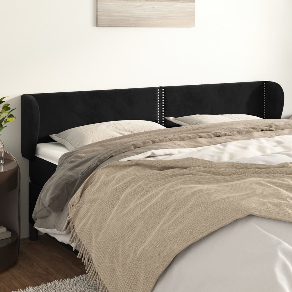 Tête de lit avec oreilles Noir 183x23x78/88 cm Velours - XIOS