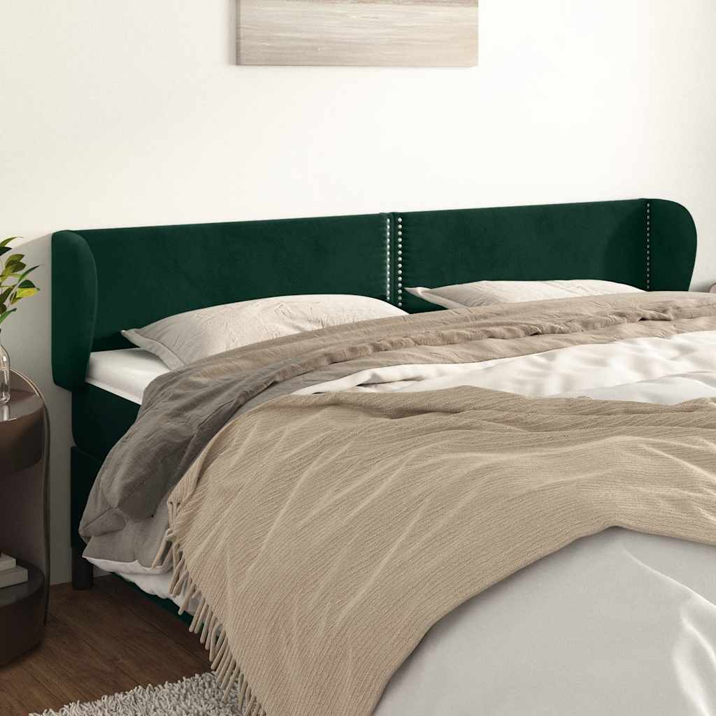 Tête de lit avec oreilles Vert foncé 203x23x78/88 cm Velours - XIOS