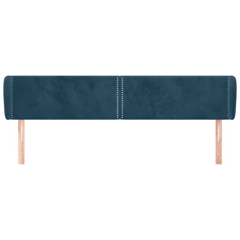 Tête de lit avec oreilles Bleu foncé 203x23x78/88 cm Velours - XIOS