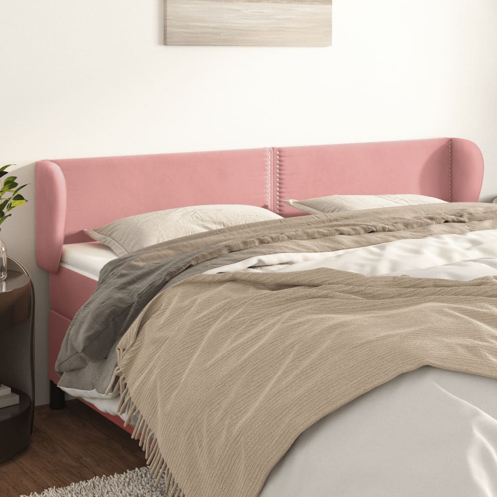 Tête de lit avec oreilles Rose 203x23x78/88 cm Velours - XIOS
