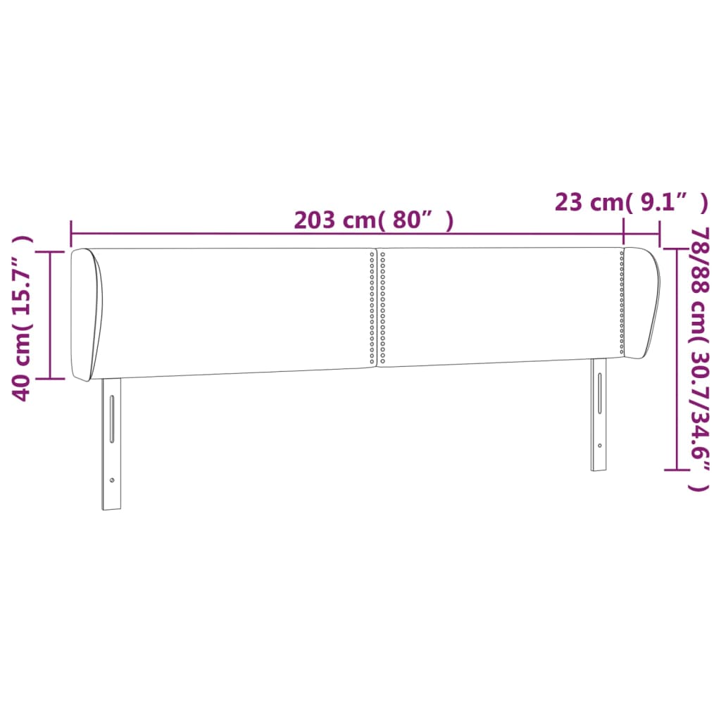 Tête de lit avec oreilles Noir 203x23x78/88 cm Similicuir - XIOS