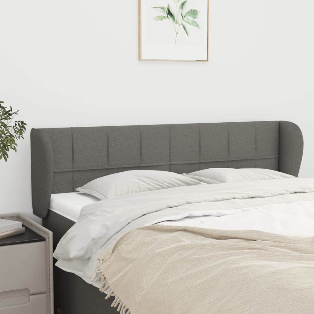 Tête de lit avec oreilles Gris foncé 147x23x78/88 cm Tissu - XIOS