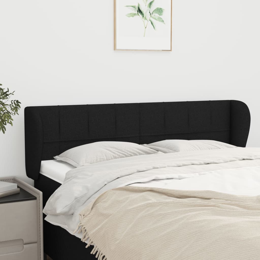 Tête de lit avec oreilles Noir 147x23x78/88 cm Tissu - XIOS