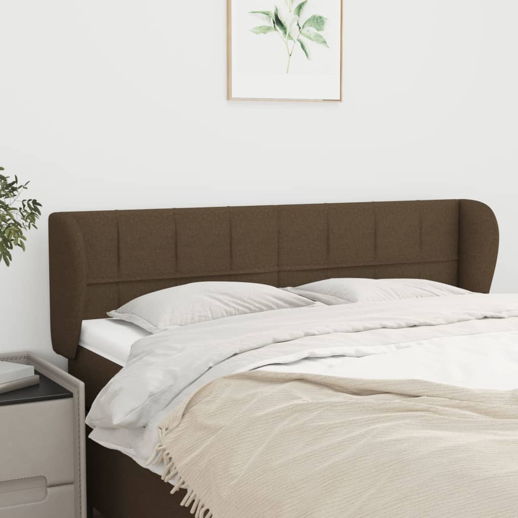 Tête de lit avec oreilles Marron foncé 147x23x78/88 cm Tissu - XIOS