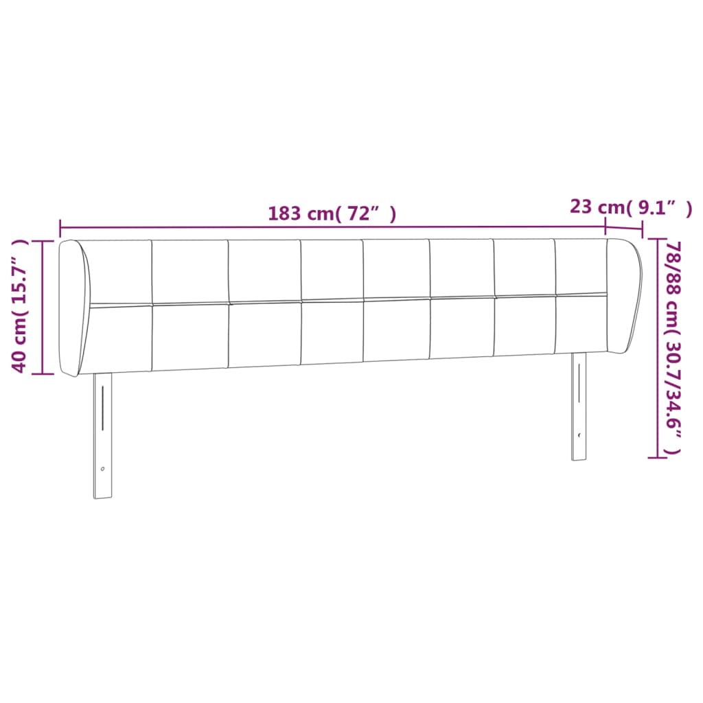 Tête de lit avec oreilles Gris foncé 183x23x78/88 cm Tissu - XIOS