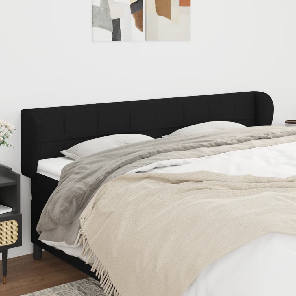 Tête de lit avec oreilles Noir 203x23x78/88 cm Tissu - XIOS