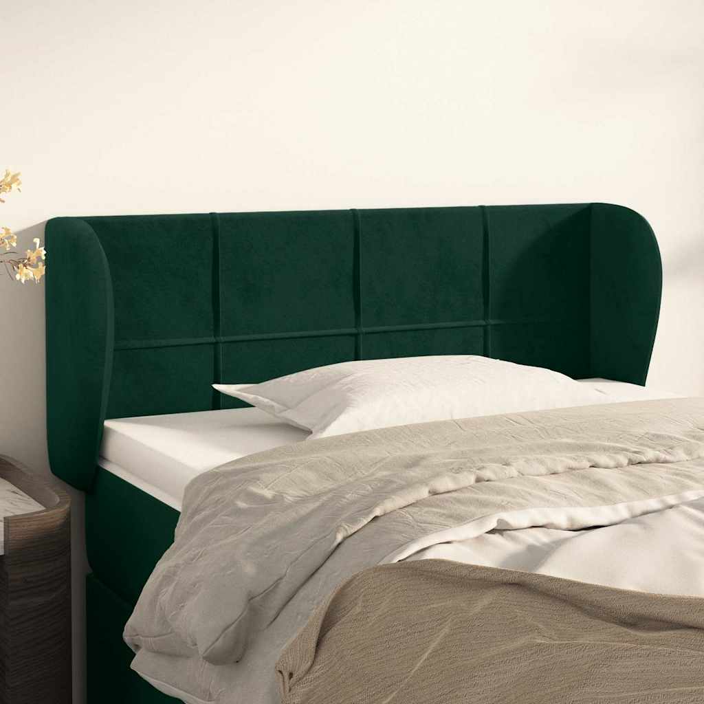Tête de lit avec oreilles Vert foncé 103x23x78/88 cm Velours - XIOS