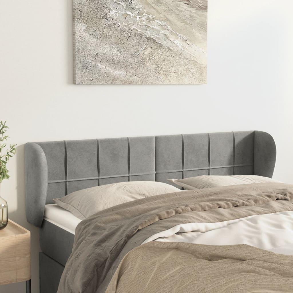 Tête de lit avec oreilles Gris clair 147x23x78/88 cm Velours - XIOS