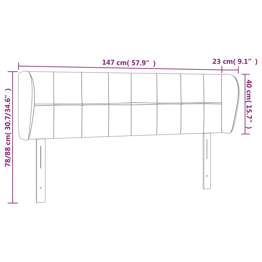 Tête de lit avec oreilles Gris foncé 147x23x78/88 cm Velours - XIOS