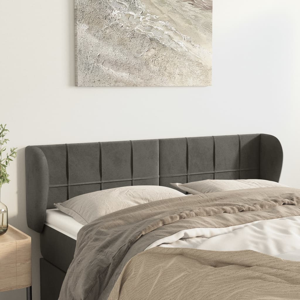Tête de lit avec oreilles Gris foncé 147x23x78/88 cm Velours - XIOS