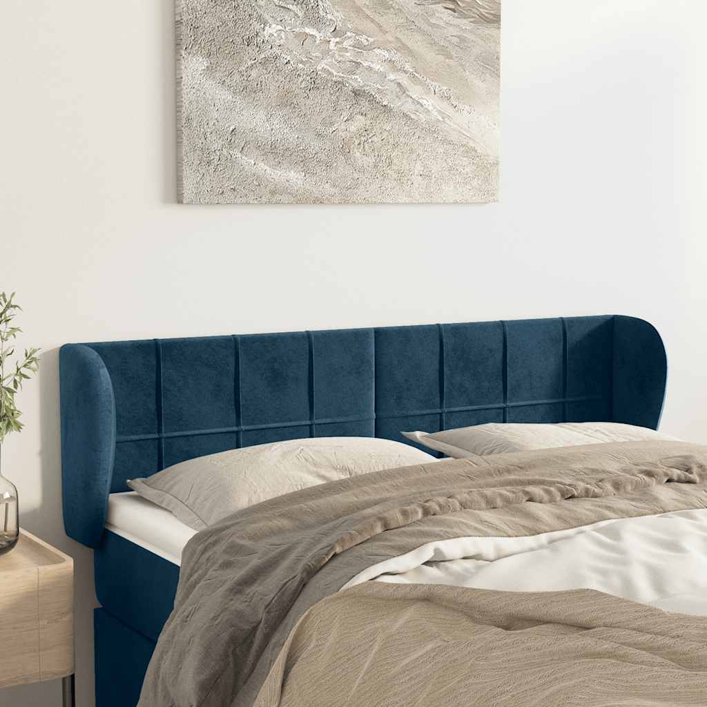 Tête de lit avec oreilles Bleu foncé 147x23x78/88 cm Velours - XIOS