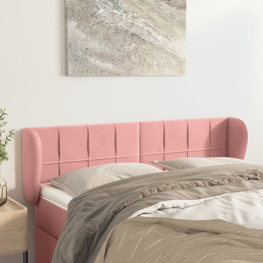 Tête de lit avec oreilles Rose 147x23x78/88 cm Velours - XIOS