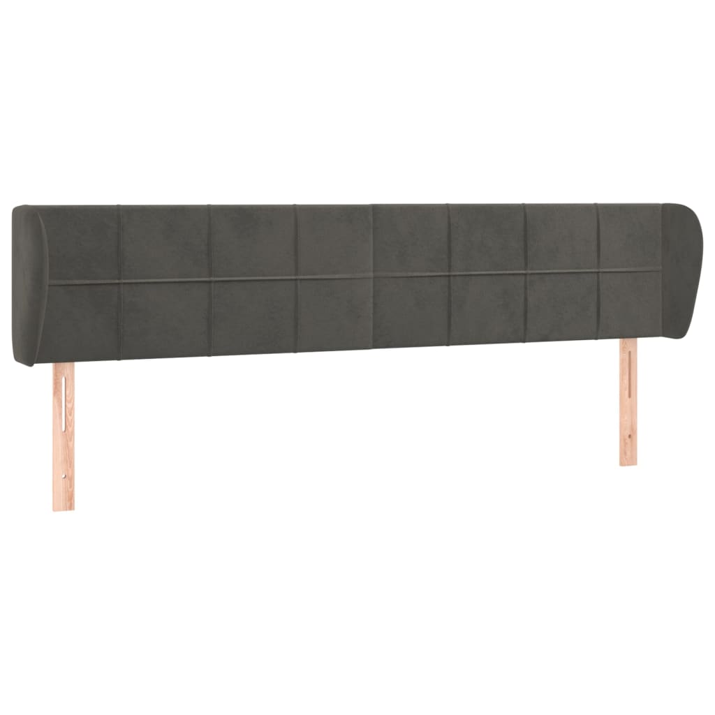Tête de lit avec oreilles Gris foncé 163x23x78/88 cm Velours - XIOS