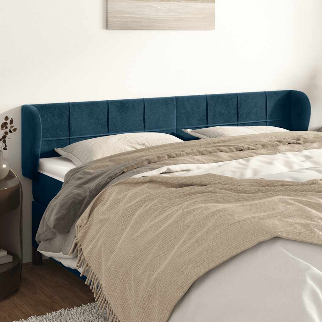Tête de lit avec oreilles Bleu foncé 163x23x78/88 cm Velours - XIOS