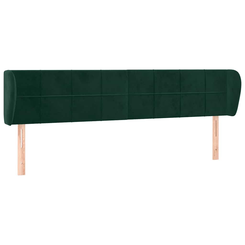Tête de lit avec oreilles Vert foncé 203x23x78/88 cm Velours - XIOS