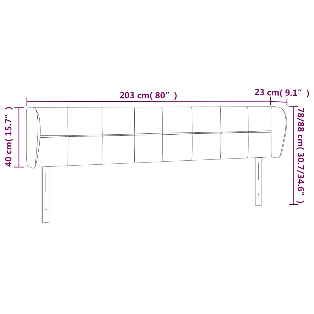 Tête de lit avec oreilles Vert foncé 203x23x78/88 cm Velours - XIOS