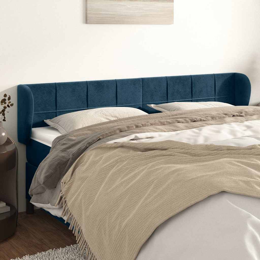 Tête de lit avec oreilles Bleu foncé 203x23x78/88 cm Velours - XIOS