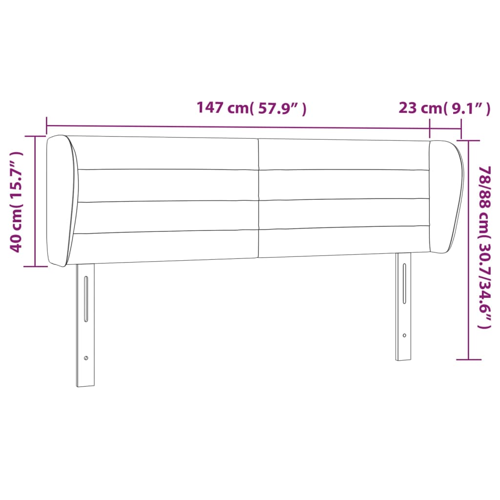 Tête de lit avec oreilles Noir 147x23x78/88 cm Tissu - XIOS
