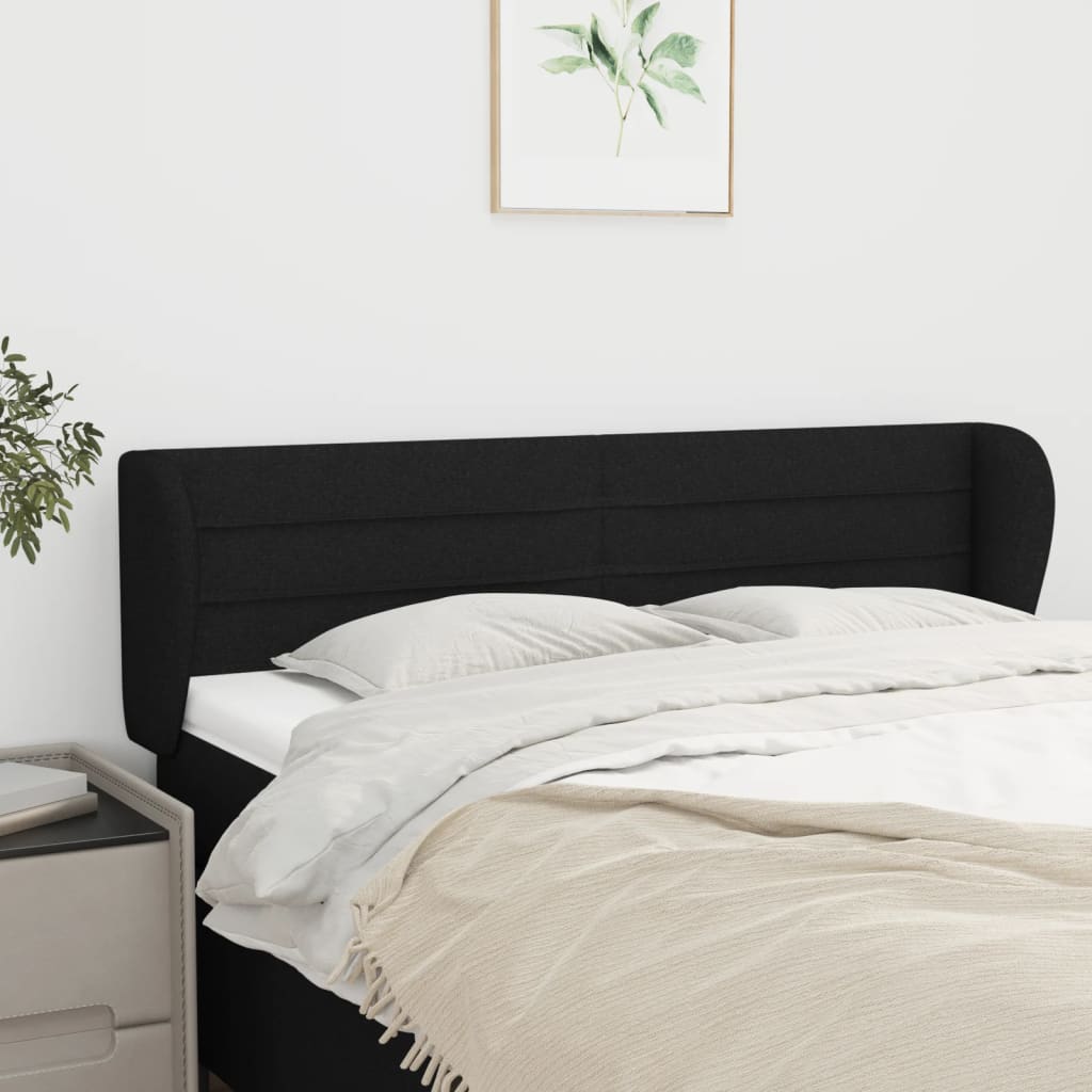 Tête de lit avec oreilles Noir 147x23x78/88 cm Tissu - XIOS