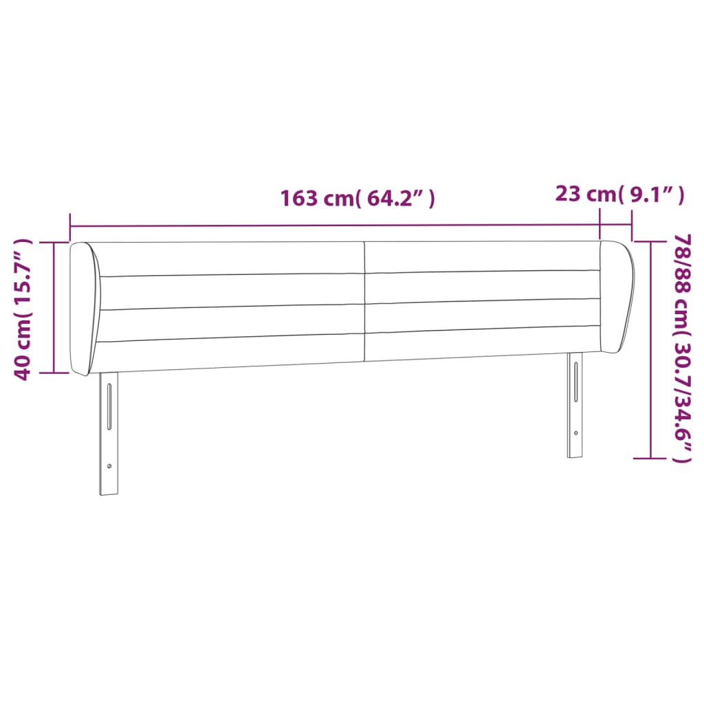 Tête de lit avec oreilles Taupe 163x23x78/88 cm Tissu - XIOS